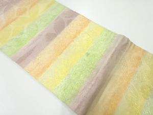 アンティーク　横段に花七宝模様織出し袋帯（材料）